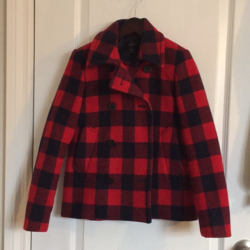 J.Crew Buffalo Check Peacoat